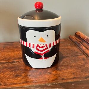 Holiday Penguin cookie jar